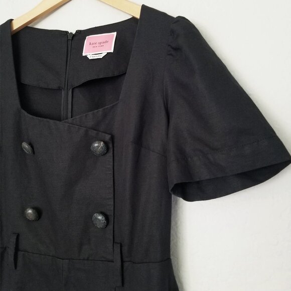 Kate Spade Linen Blend Twill Black Jumpsuit Size 2 Double Breasted Button $328 - Picture 6 of 16